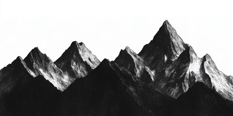 Dramatic black and white mountain peaks illustration
