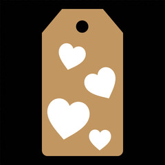 Set of gift or price tags shapes with hearts and love. Realistic Cardboard label,tags,shopping gift card with string collection. Vector templates for cutting. Valentine's Day tag stencils.