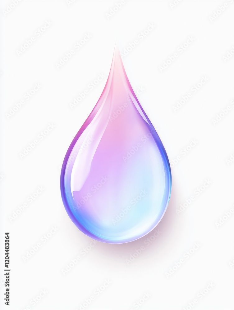 Poster Colorful water droplet with gradient shades on a white background captured in a simple yet striking composition. Generative AI