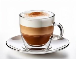 Obraz premium latte macchiato coffee in elegant glass cup on white background