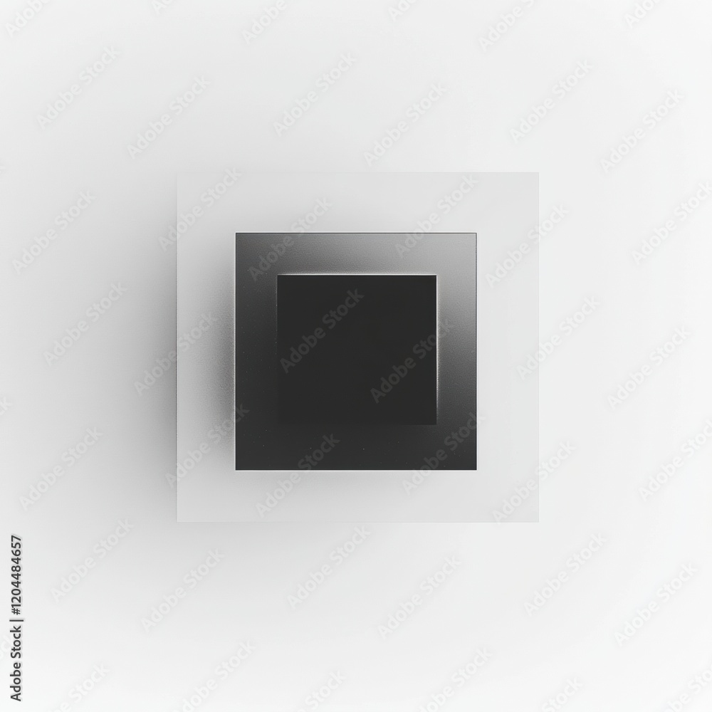 Aufkleber Simple geometric design featuring a black and white square on a light background contrasted with clean lines and symmetry. Generative AI
