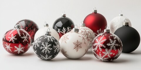 Elegant red and black christmas ornaments collection