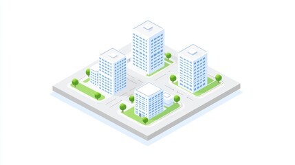 Obraz premium Urban development concept modern buildings in a city layout with green spaces