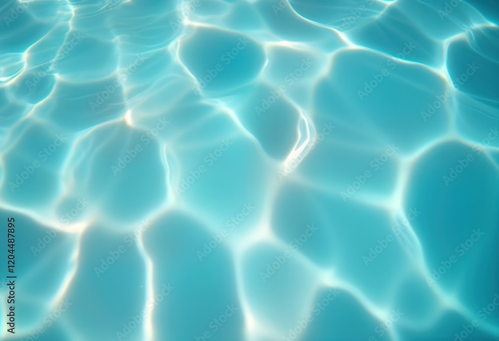 Poster light blue water ripples in swimming pool. ripples create textured surface. sunlight creates highlig