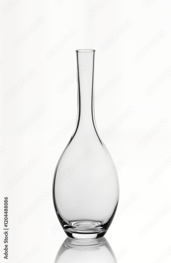 Poster elegant empty glass vase on transparent background. clear glass container with elongated shape. mode