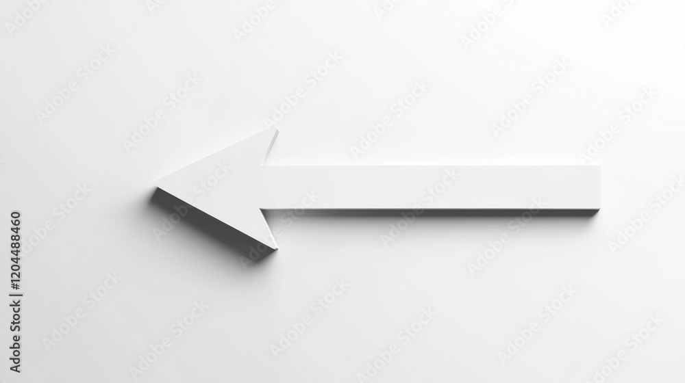 Aufkleber White arrow pointing left on a minimalistic background symbolizing direction and guidance for navigation purposes. Generative AI