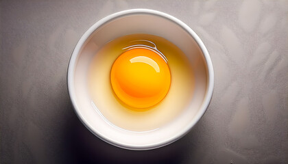 egg, raw, white, yolk, filling, bowl, white, ceramic, fresh, cooking, close-up, illustration, 3d