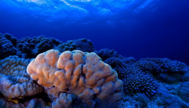 real pavona coral ocean reef blue