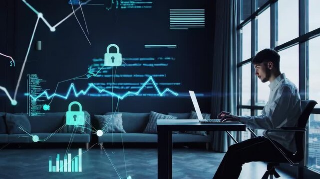 Secure Data Analysis Footage in Modern Office Environment