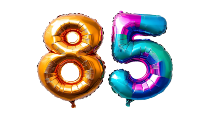 Eighty-five Colorful Foil Balloons on Black Background