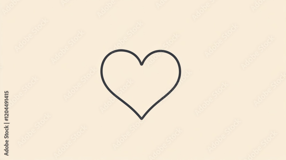 Poster simple outline of a heart symbol on a plain background representing love and affection in a minimali