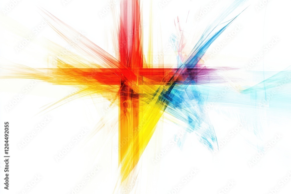 Aufkleber Colorful abstract design with intersecting lines and vibrant hues representing creativity in an artistic context. Generative AI