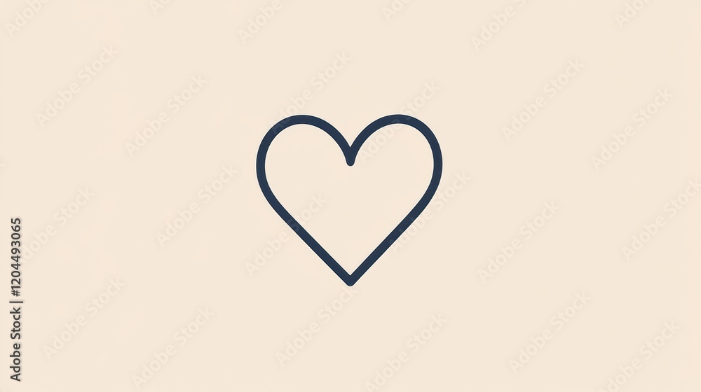 Poster simple outline of a heart symbol on a soft background showcasing love and affection in minimalist de