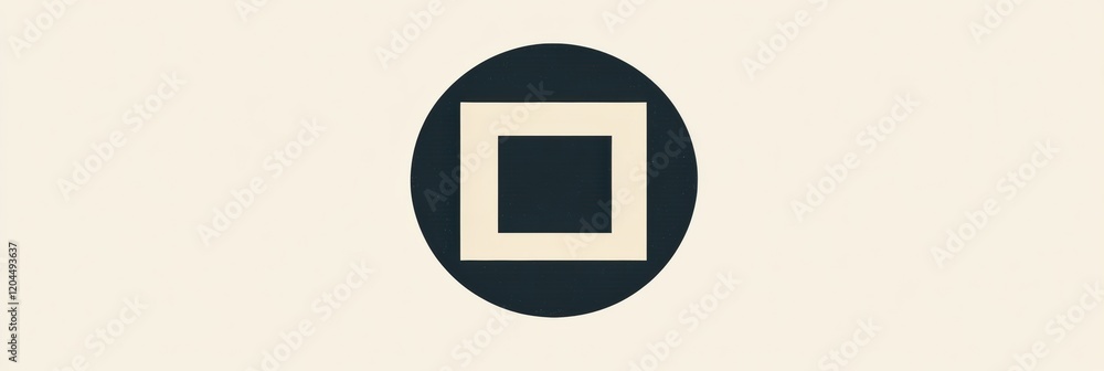 Leinwandbilder Minimalist geometric design featuring a black circle with a white square inside on a cream background. Generative AI