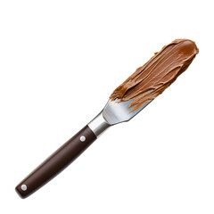 Fototapeta premium Delicious Homemade Chocolate Spread on knife as a Sweet Breakfast Treat isolated