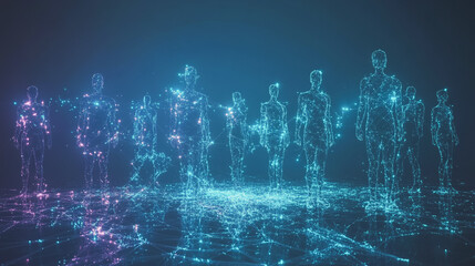 abstract professional business team people innovation connection of line from nail node to node on map background , networking concept