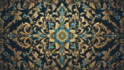 seamless pattern with blue flowers