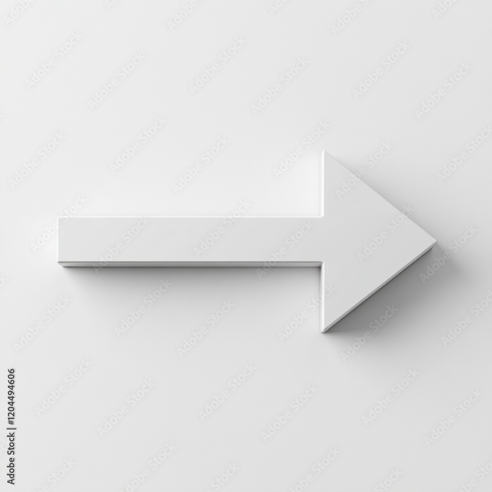 Fototapete white right arrow on a clean, modern surface indicating direction or movement for signs and design e