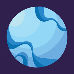 Vector space planet in cartoon style. Isolated illustration on a dark background.