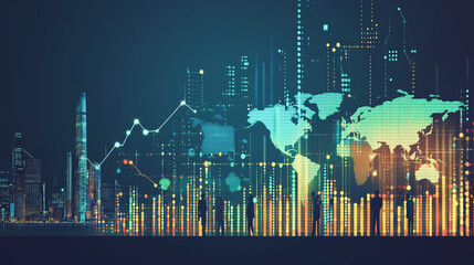 abstract professional business team people innovation connection of line from nail node to node on map background , networking concept