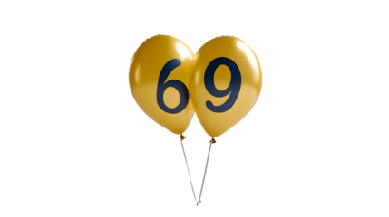 Gold Balloons Number Sixty Nine 69th Anniversary Birthday Celebr