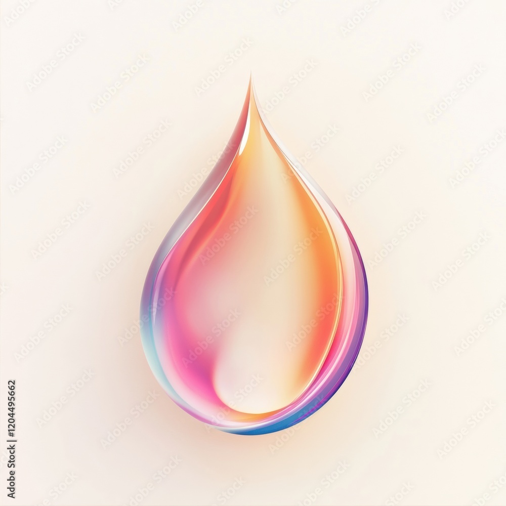 Fototapete Colorful droplet shaped object with vibrant gradient design reflecting light and texture in a minimalist setting. Generative AI