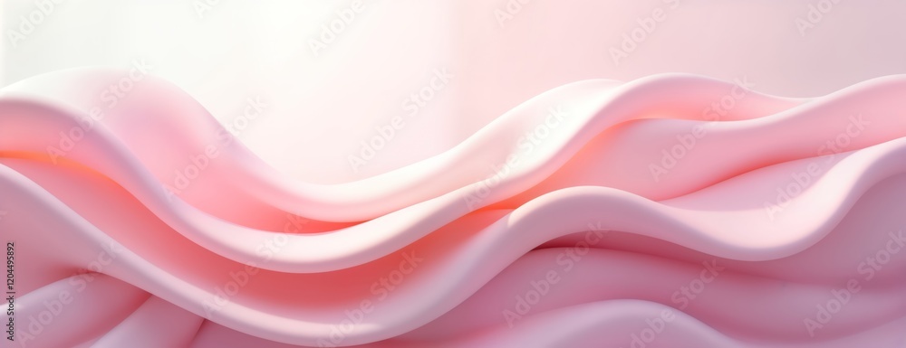 Poster abstract illustration featuring flowing pink waves. soft hues, smooth textures create elegant design