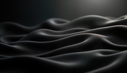 Obraz premium Black fabric with smooth waves, folds. Abstract photo subtle gradations of dark shades. Modern minimalist style design. Elegant, visually captivating. Ideal for backgrounds. Suitable for posters,