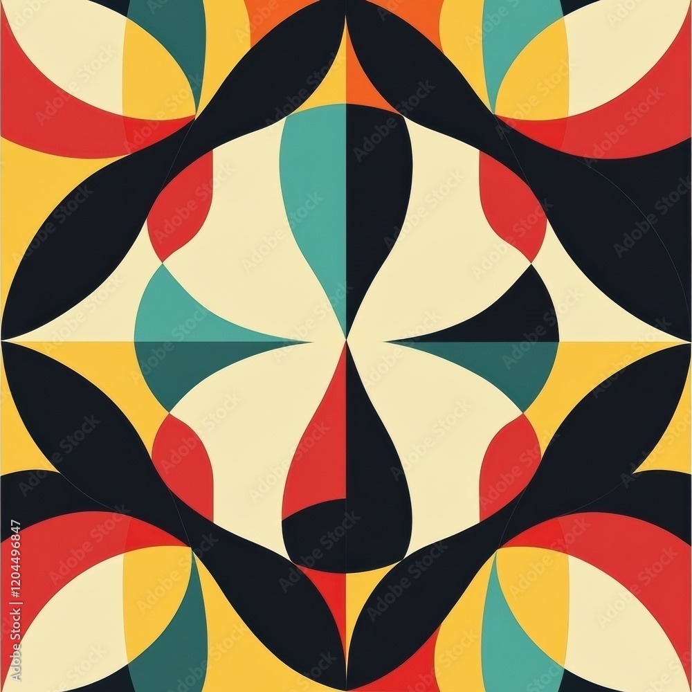 Poster colorful geometric pattern showcasing vibrant shapes in artistic design format. generative ai