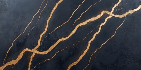 Luxurious black marble with gold veins texture
