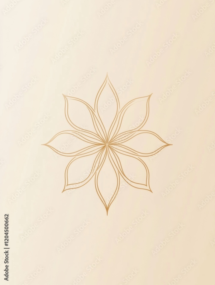Aufkleber elegant golden flower design on a soft beige background conveying simplicity and beauty in modern de