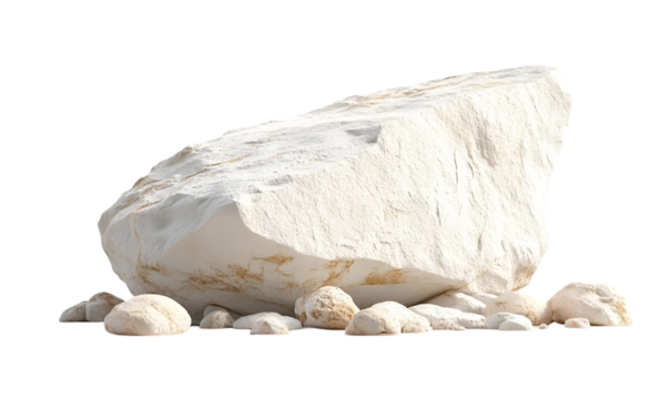 Large Off-White Rock with Smaller Rocks at Base on Transparent B