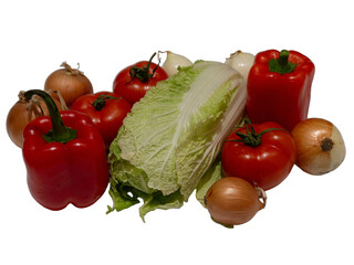 fresh vegetables isolated on white background