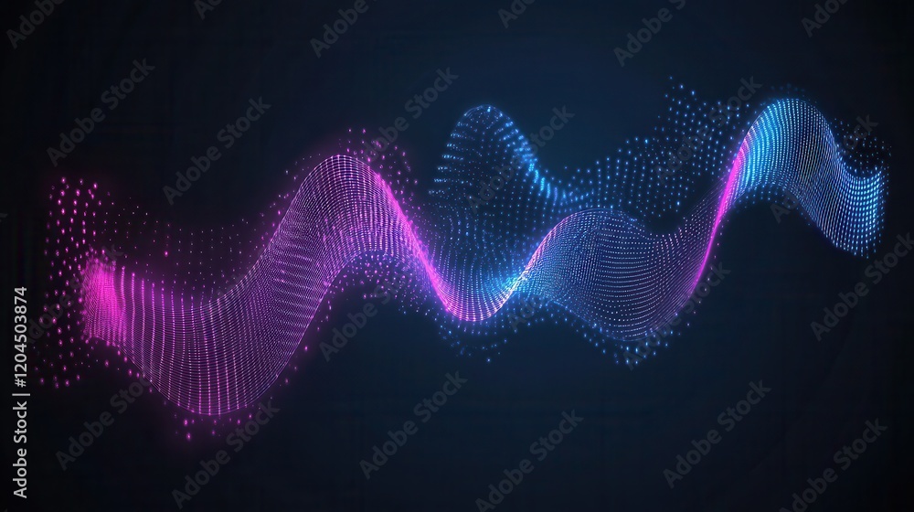 Poster abstract neon wave particle flow design