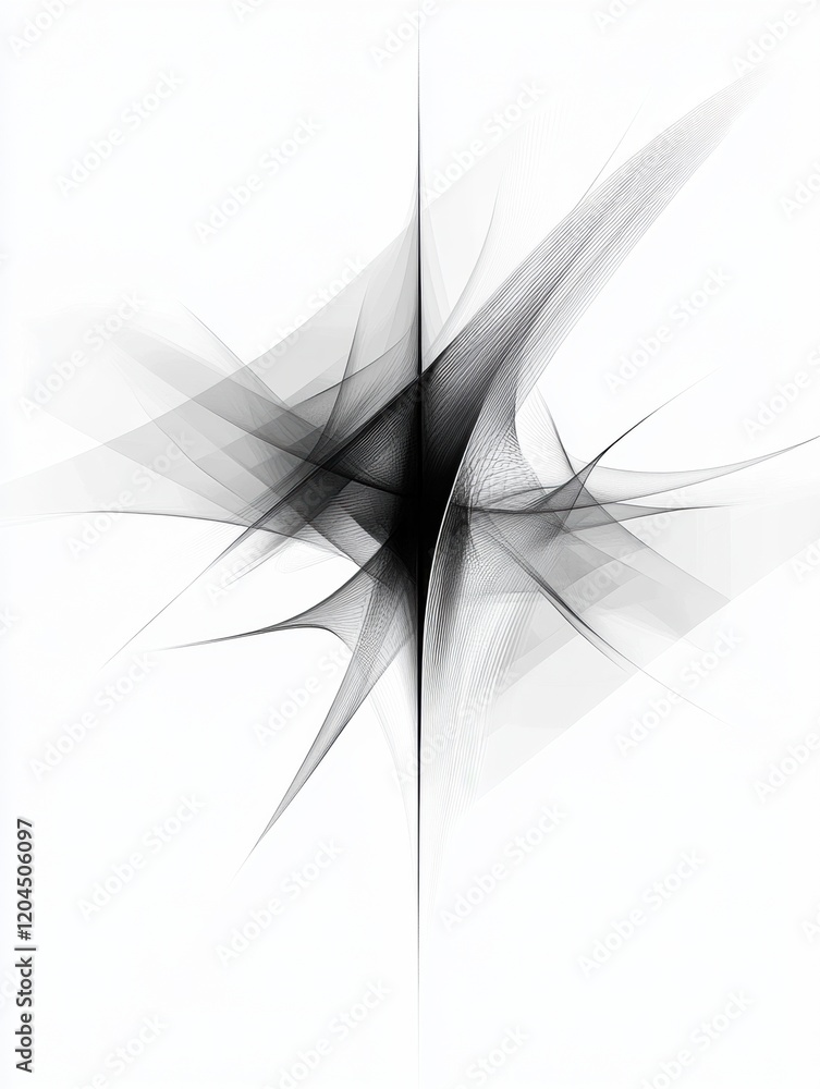 Aufkleber Dynamic abstract design featuring sharp lines and textures in a monochromatic color scheme. Generative AI
