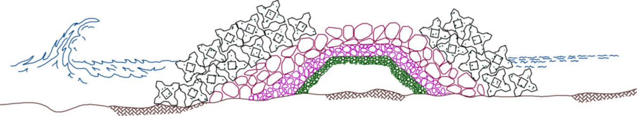 vector sketch illustration of the silhouette design of coral rocks in the sea.eps