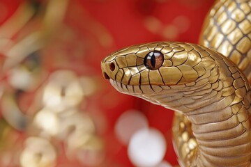 Obraz premium A close-up view of a statue featuring a snake