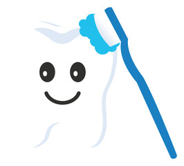 Smile White Teeth with Blue Toothbrush