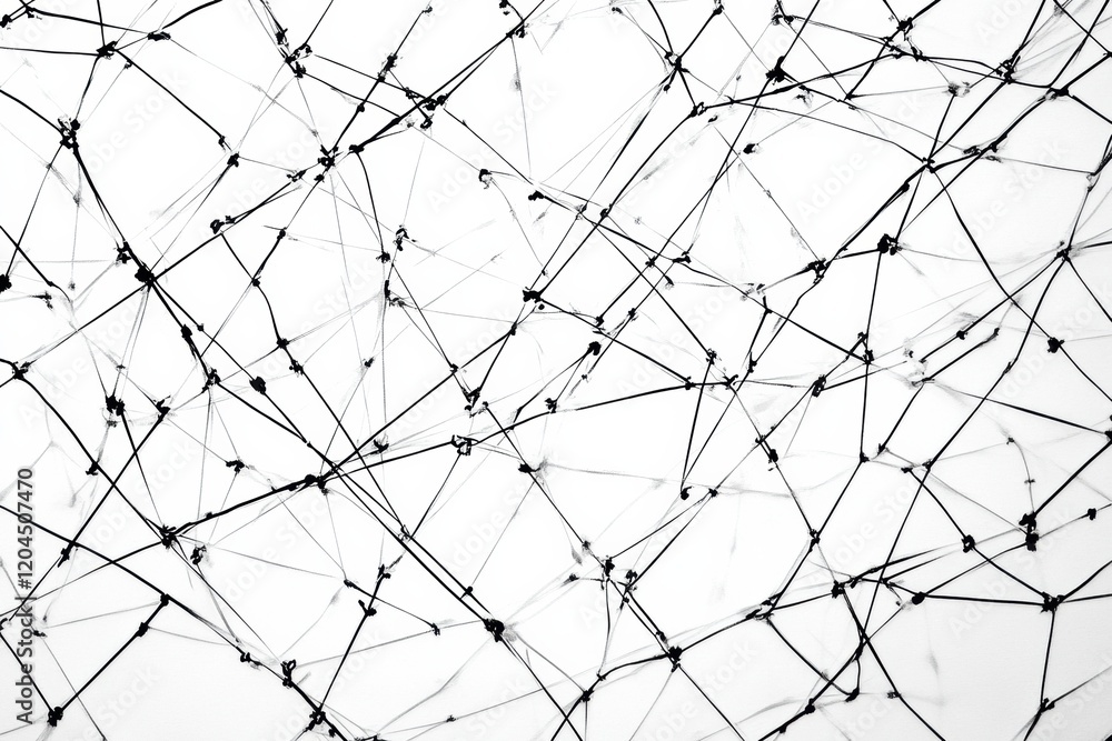 Leinwandbilder complex web structure captured in black and white on a bright background. generative ai