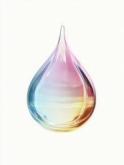 Elegant, colorful water droplet with smooth edges against a soft background creating a serene atmosphere. Generative AI