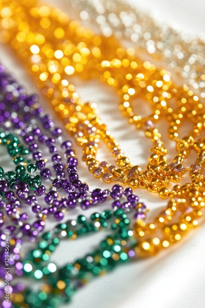 Poster a close-up shot of colorful beads on a white background