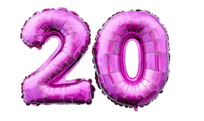 Pink Number Twenty Balloons for Celebration