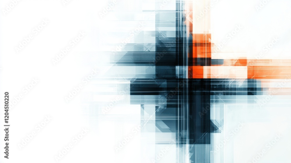 Poster Abstract composition showcasing dynamic movements with intersecting lines and vibrant colors in a modern style. Generative AI