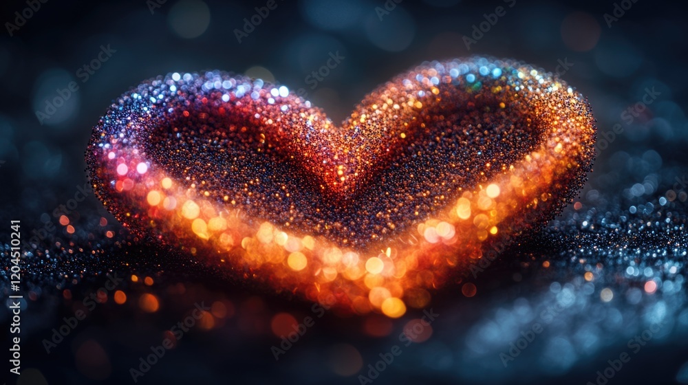 Poster a close-up shot of a shiny heart-shaped object sitting on a black background