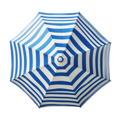 Colorful Beach Umbrella Top View for Summer Vacation and Travel Relaxation isolated, blue, striped, above