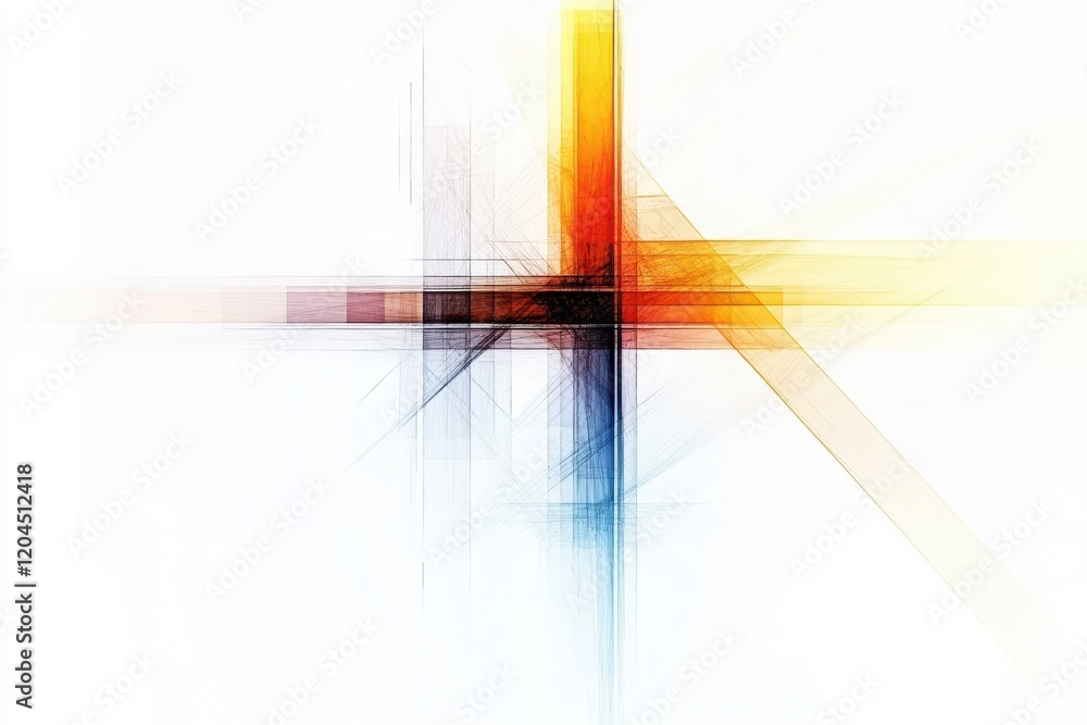 Poster vibrant abstract composition showcasing intersecting lines and dynamic colors in a modern design set