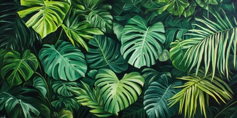 Vibrant tropical foliage with lush green leaves
