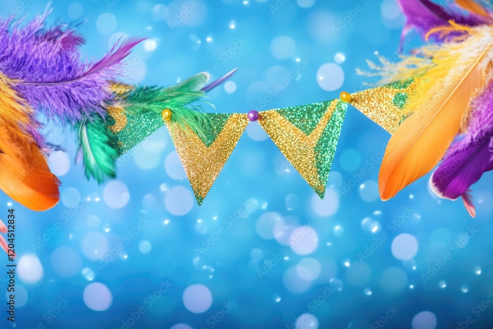 Aufkleber a collection of vibrant feathers suspended from a string, great for creative projects or decorative 