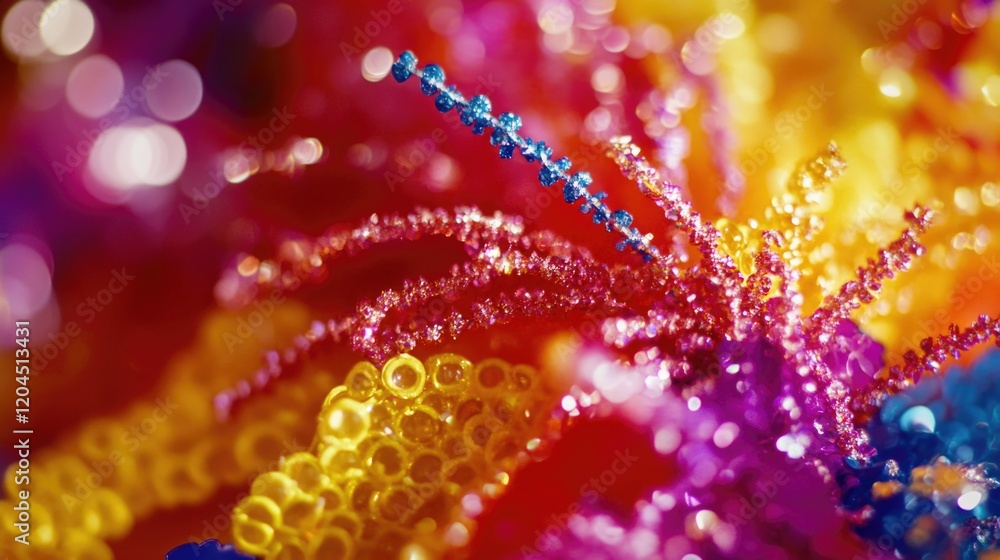 Poster a cluster of colorful beads captured in a tight shot