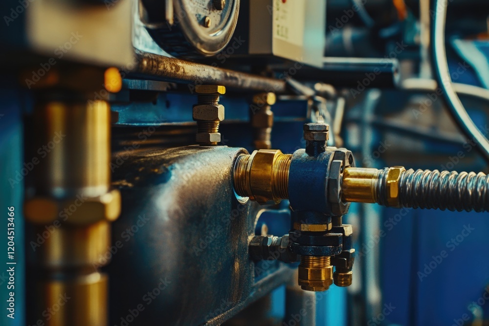 Poster Close-up view of a machine with a hose attached, suitable for industrial or mechanical contexts